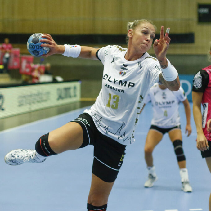 Bietigheims Luisa Schulze under Champions League kampen i håndball for damer mellom Vipers og Bietigheim i Aquarama i Kristiansand.